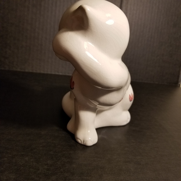 Vtg White Porcelain Handpainted Cat Figurine - Picture 4 of 6